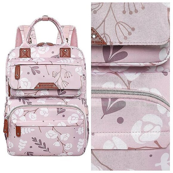 Diaper Bag Backpack, Multifunction Waterproof Diaper Bag for Girl, L-pink - Picture 8 of 9